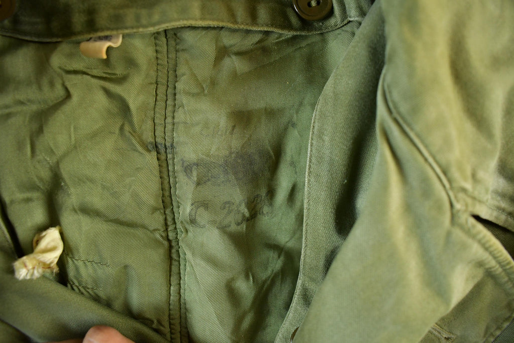 Vintage WW2 Military Button Up Trench Coat Long Medium