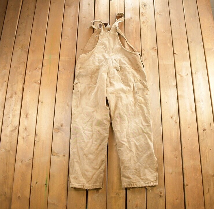 Vintage 1990s Carhartt Double Knee Canvas Overalls Size 44x32