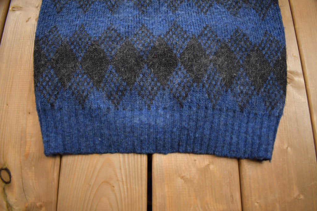 Vintage 1970s Plaid 100% Wool Hilda Ltd Zip Up Cardigan