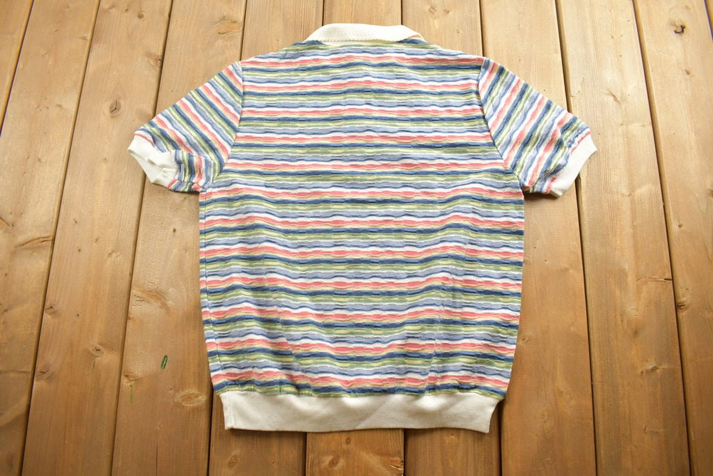 Vintage 1990s Cricket Lane Striped Collard T Shirt