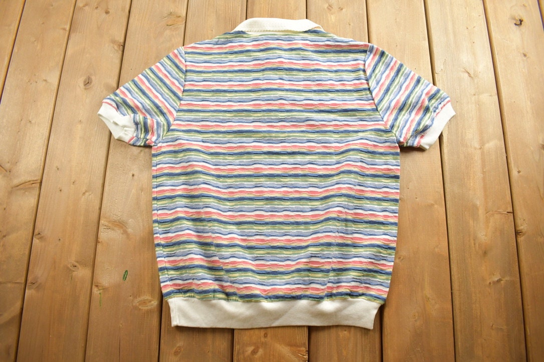Vintage 1990s Cricket Lane Striped Collard T Shirt
