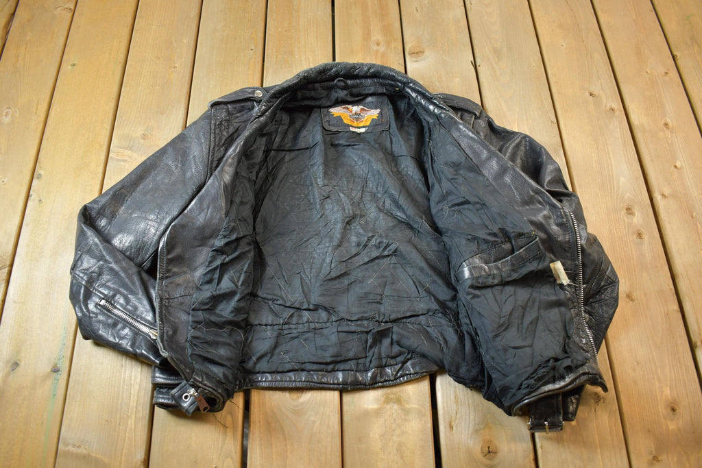 Vintage 1980s Leather Gold Biker Jacket - 44R