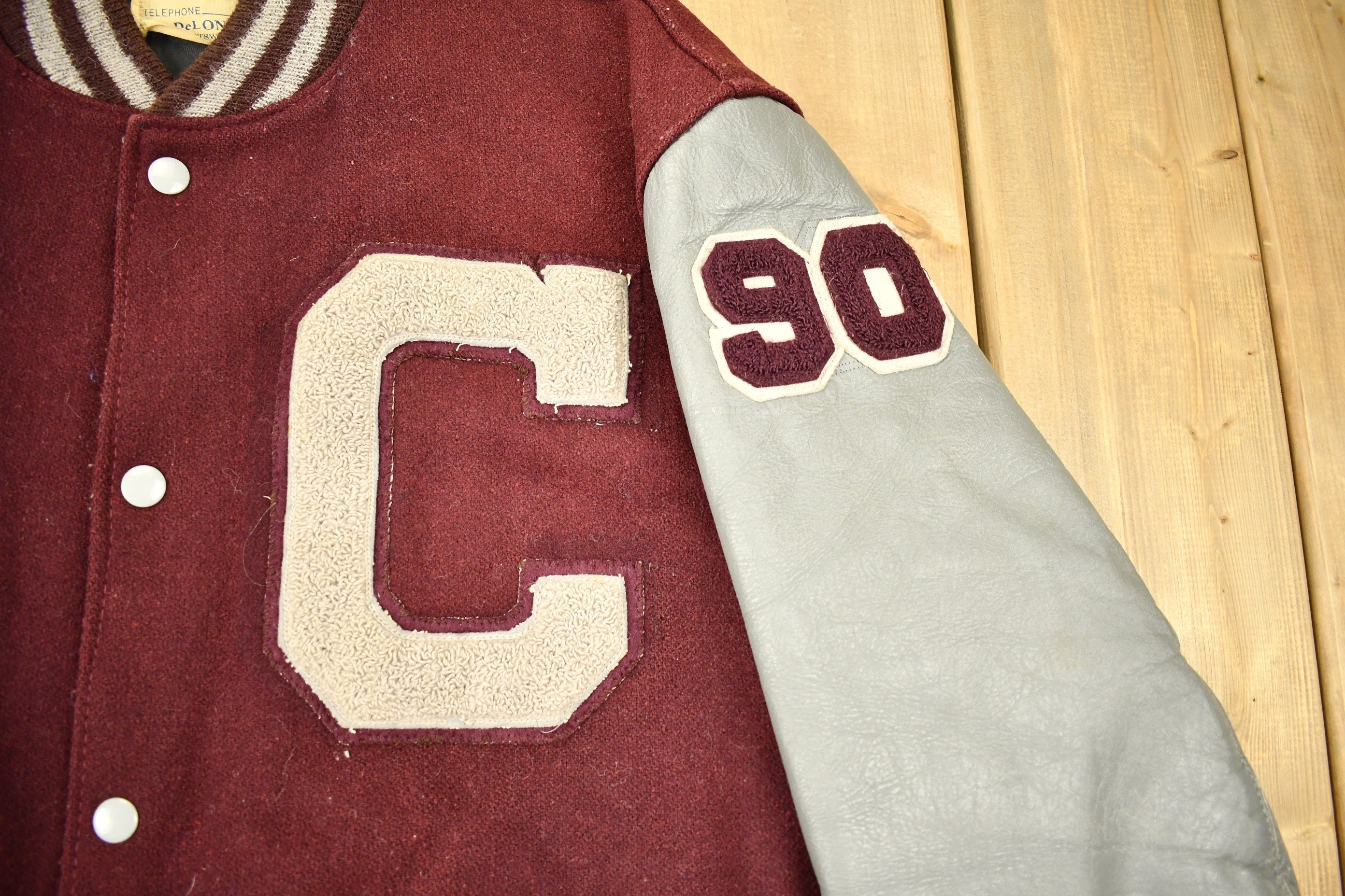 Vintage 1990 Panthers Wool Letterman Varsity Jacket