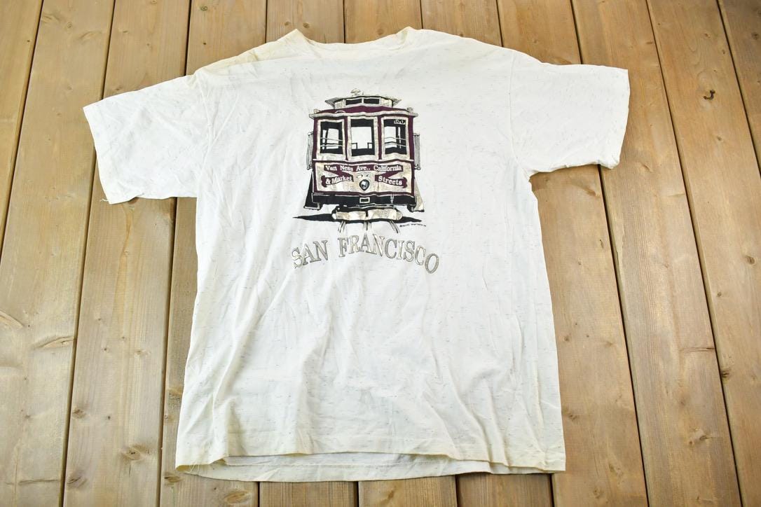 Vintage 1990s San Francisco Tram Souvenir Resort Images T-Shirt Made In USA