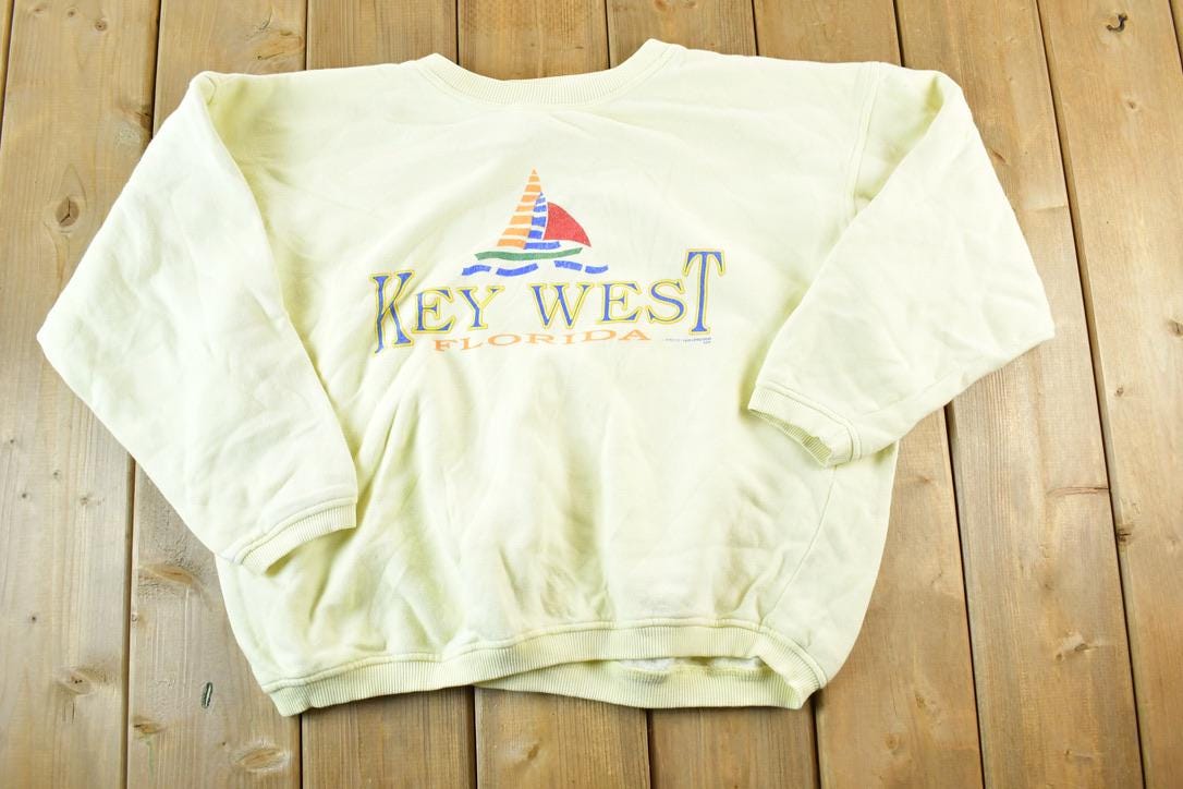 Vintage 1980s Key West Florida Crewneck Sweatshirt Mens L