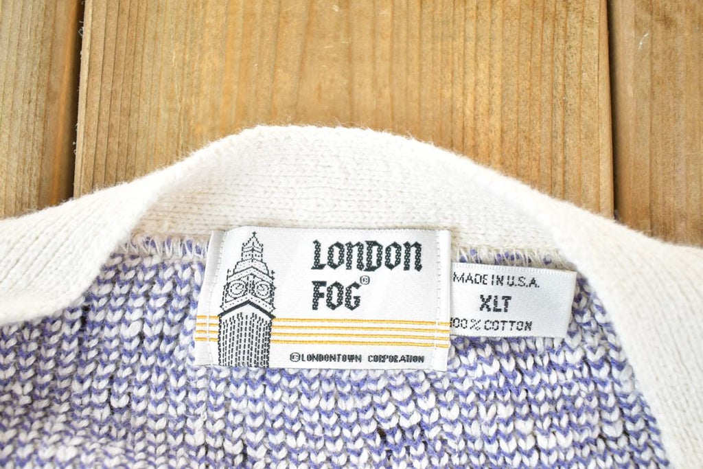 Vintage 1990s London Fog Knit Abstract Pattern Cardigan Sweater Mens XL