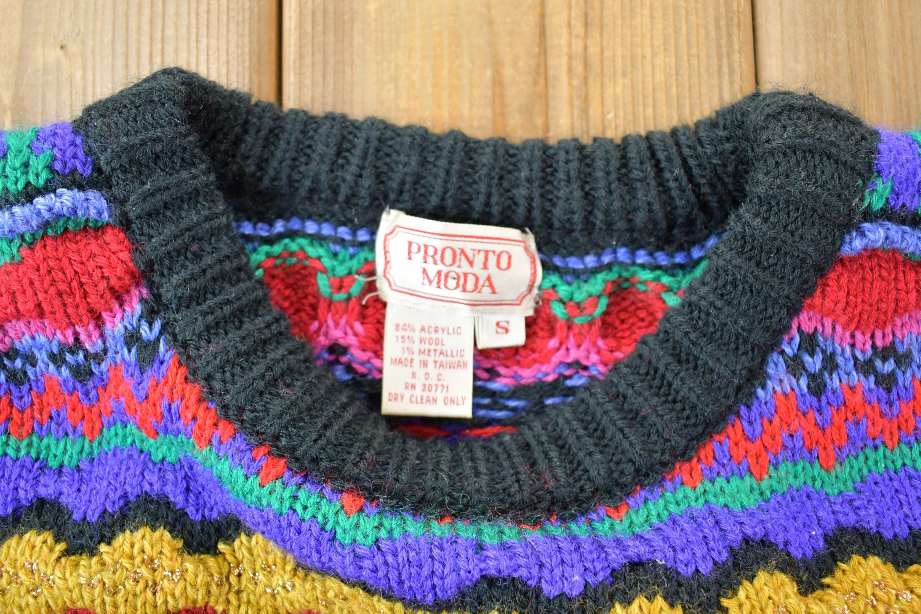Vintage 1990s Pronto Moda Knit Crewneck Sweater