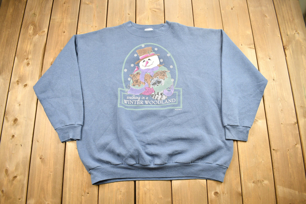 Vintage 1990s Cute Snowman Theme Crewneck Sweater