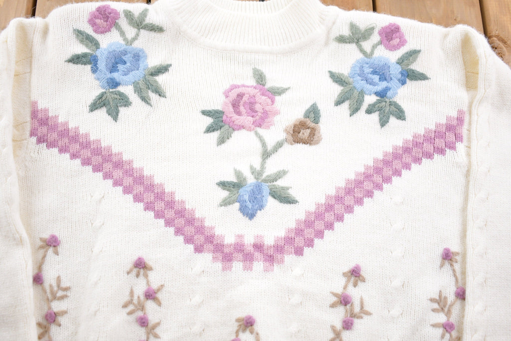 Vintage 1980s Alfred Dunner Floral Knitted Sweater
