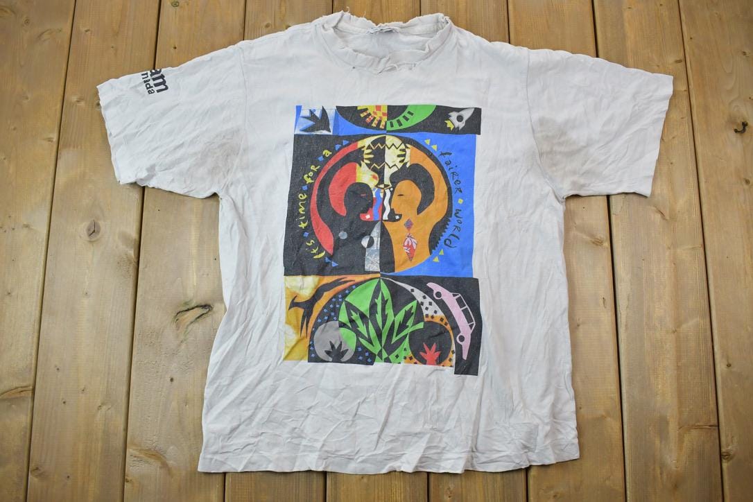 Vintage 1990s Oxfam Canada Gym Master Graphic T-Shirt / Vintage T Shirt / Streetwear / Graphic Tee / Single Stitch / Made In USA