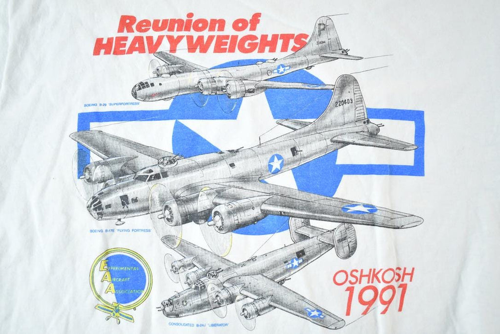 Vintage 1991 OSHKOSH Reunion Of Heavyweights Souvenir Airplane T-Shirt Men's L