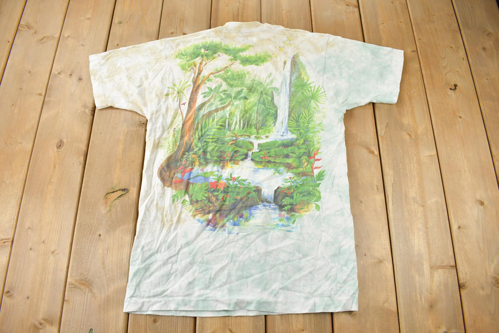 Vintage 1990s Rainforest Preserve Paradise Single Stitch Graphic Tie Dye T-Shirt Made In USA