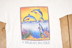 Vintage 1992 Delicate Balance Dolphin Graphic Print Souvenir Ocean T-Shirt Men's M