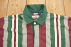 Vintage 1990s International Waters Quarter Button Striped Sweatshirt