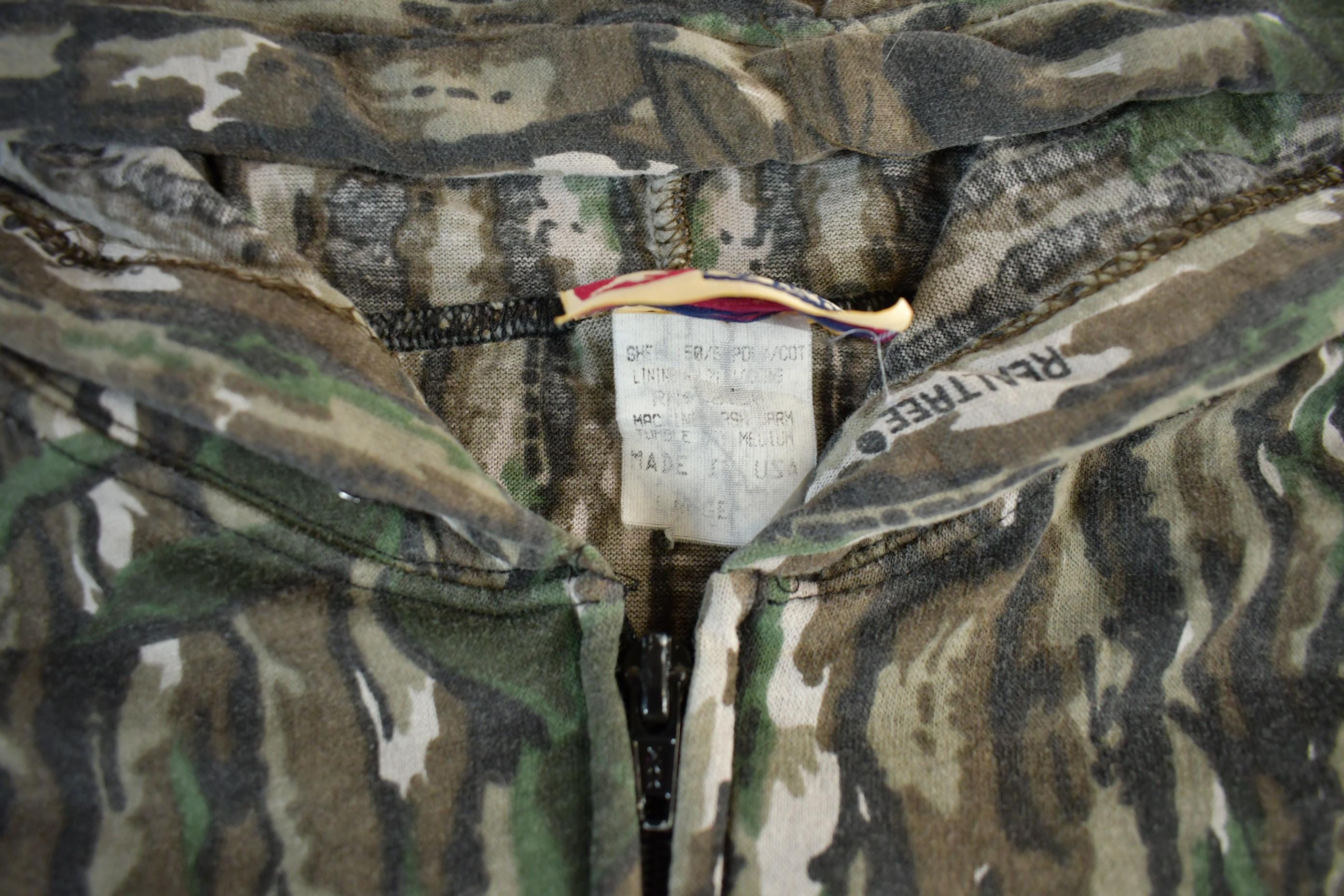 Vintage 1990s Sports Afield Realtree Camo Lightweight Zip Up Hoodie Men's Small