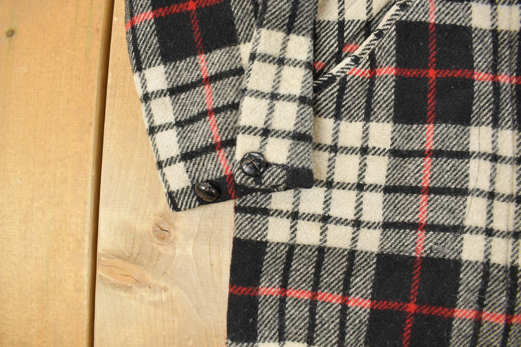 Vintage 1980s Orvis Wool Tartan Plaid Quarter Zip Pullover Jacket Men's Large