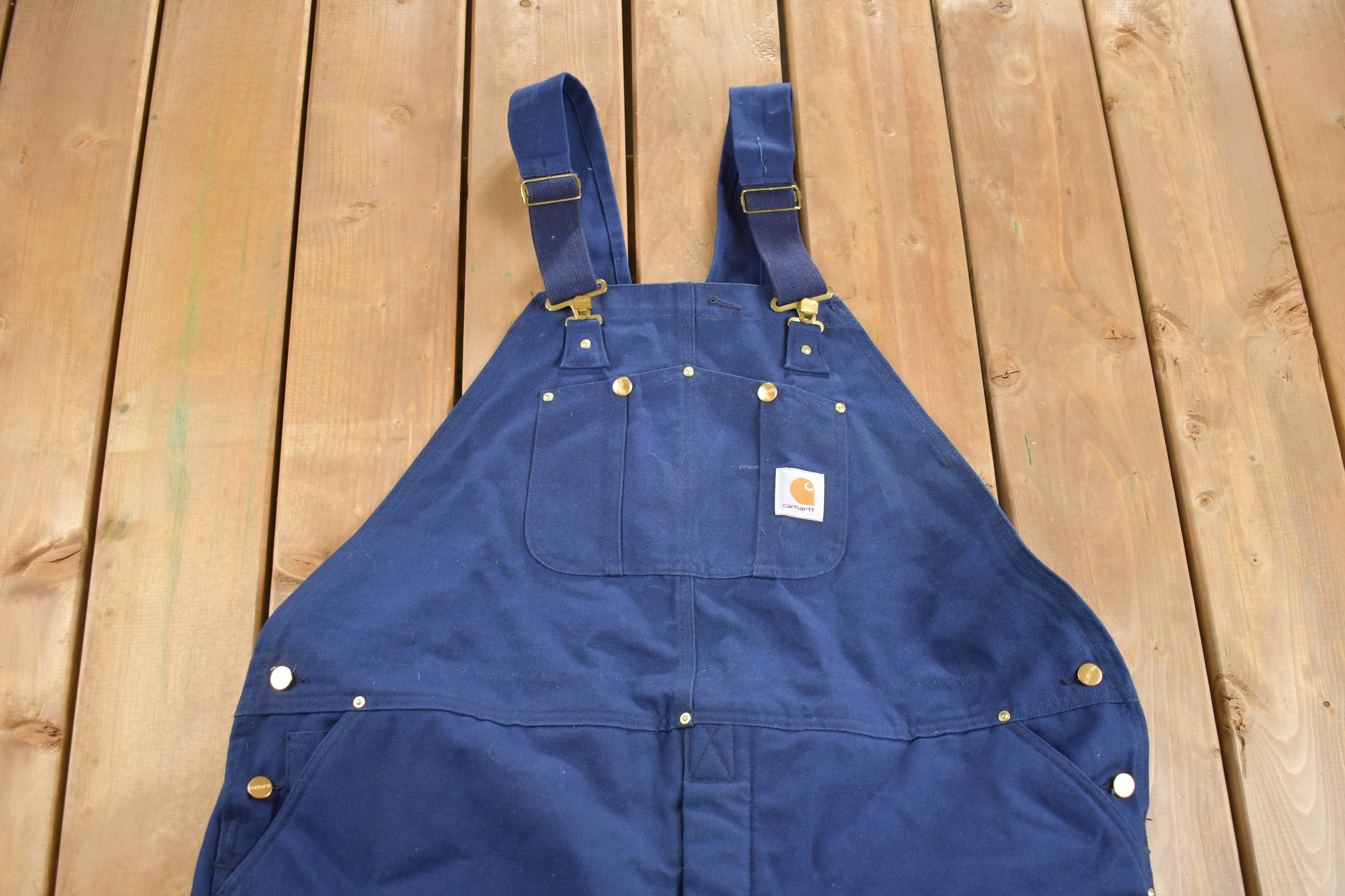 Vintage 1980s Carhartt Blue Canvas Double Knee Overalls