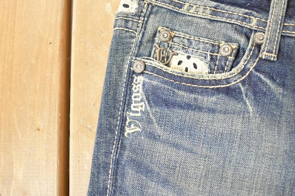Vintage Deadstock Y2K Vigoss Bedazzled Bootcut Low Rise Jeans Women's Size 26 x 32