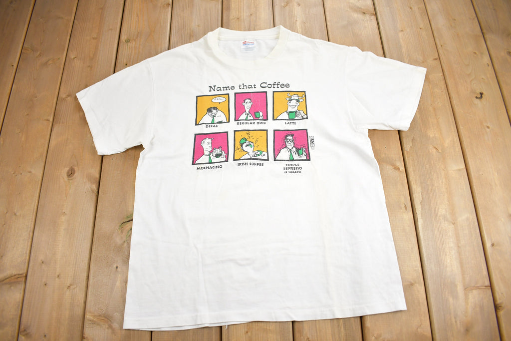 Vintage 1990s Name That Coffee Graphic T Shirt