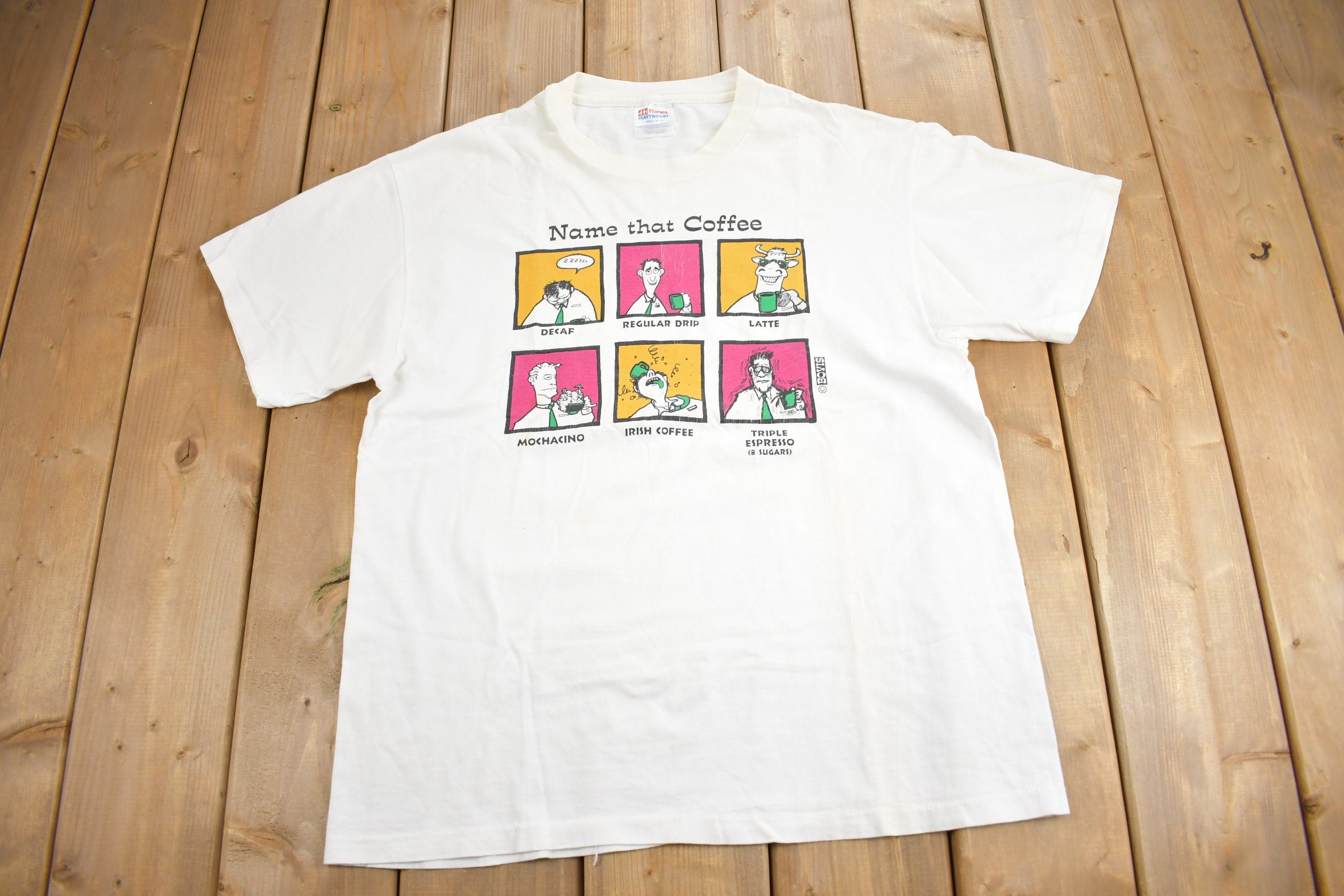 Vintage 1990s Name That Coffee Graphic T Shirt