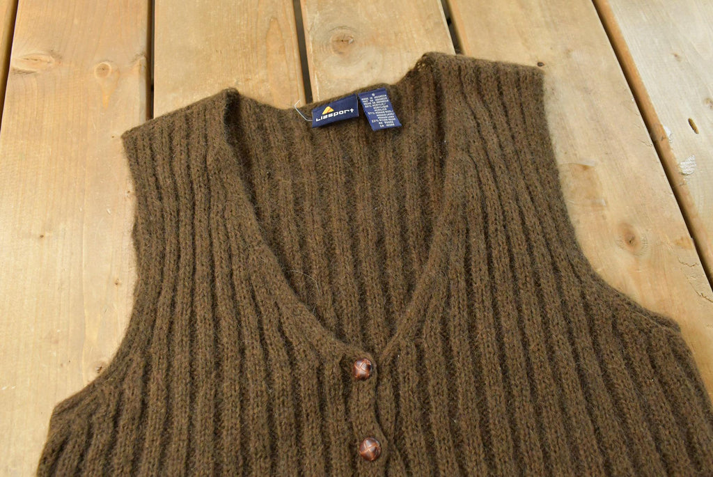 Vintage 1990s Knitted Mohair Blend Lizsport Sweater Vest Womens S / 90s Vest / Vintage Mohair / Sweatshirt / Cable Knit