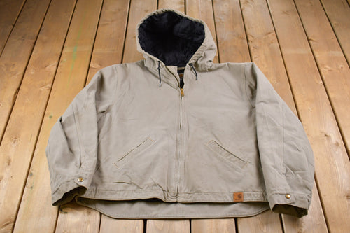 Vintage 1990s Carhartt Hooded Jacket / Workwear / Streetwear / / Quilt Lined Jacket / Distressed Carhartt / Union Made