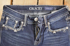 Vintage Deadstock Y2K Grace In LA Bedazzled Bootcut Low Rise Jeans Women's Size 26 x 32