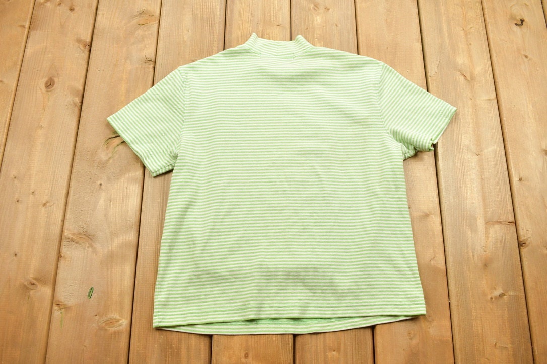 Vintage 1990s Karen Scott Crop Knit Mock Neck Short Sleeve Sweater