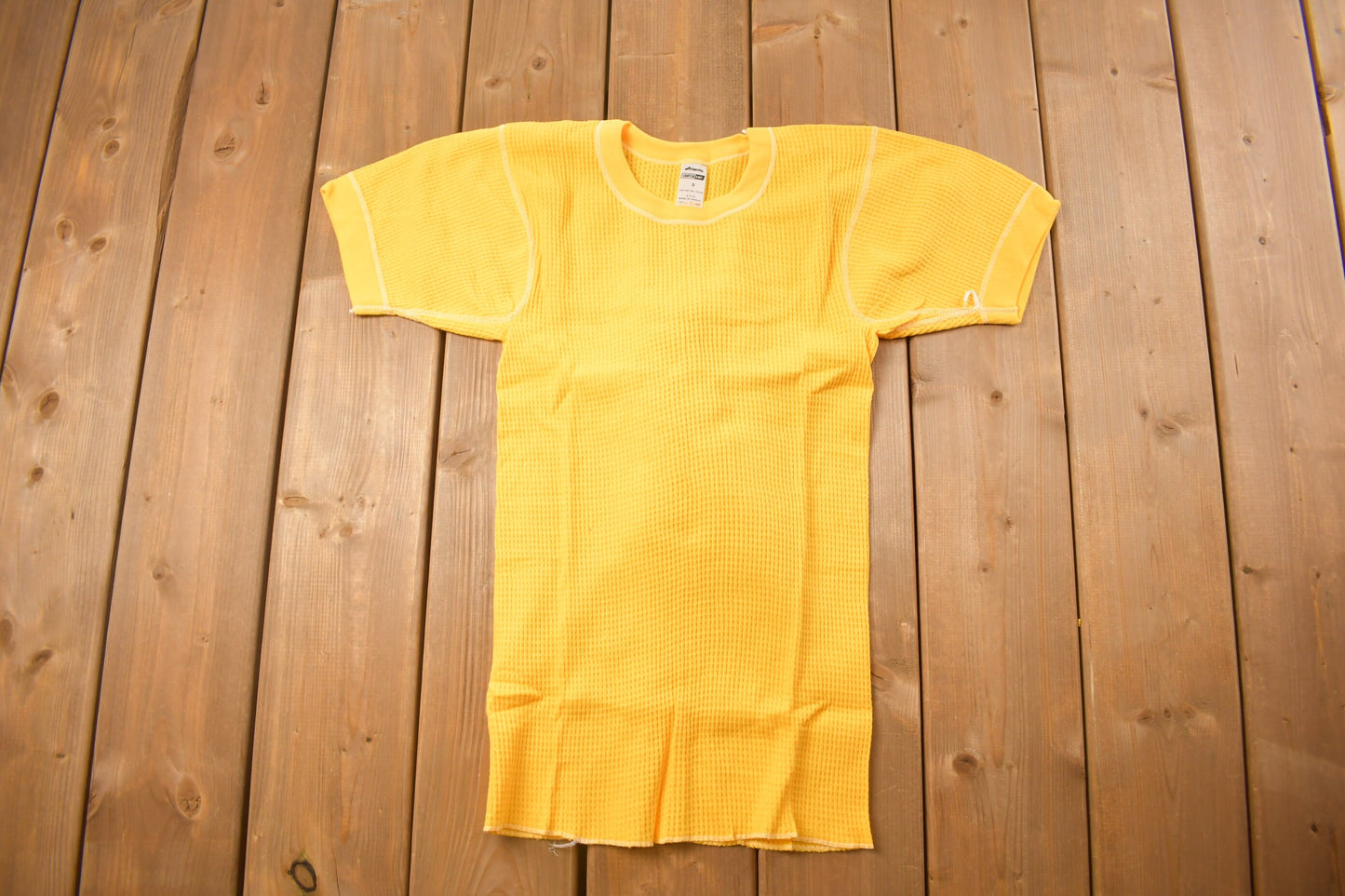 Vintage 1970s Deadstock Atlantic Sanfor Knit Thermal Yellow T Shirt / Vintage T Shirt / True Vintage / Deadstock / 70s / Made In Canada