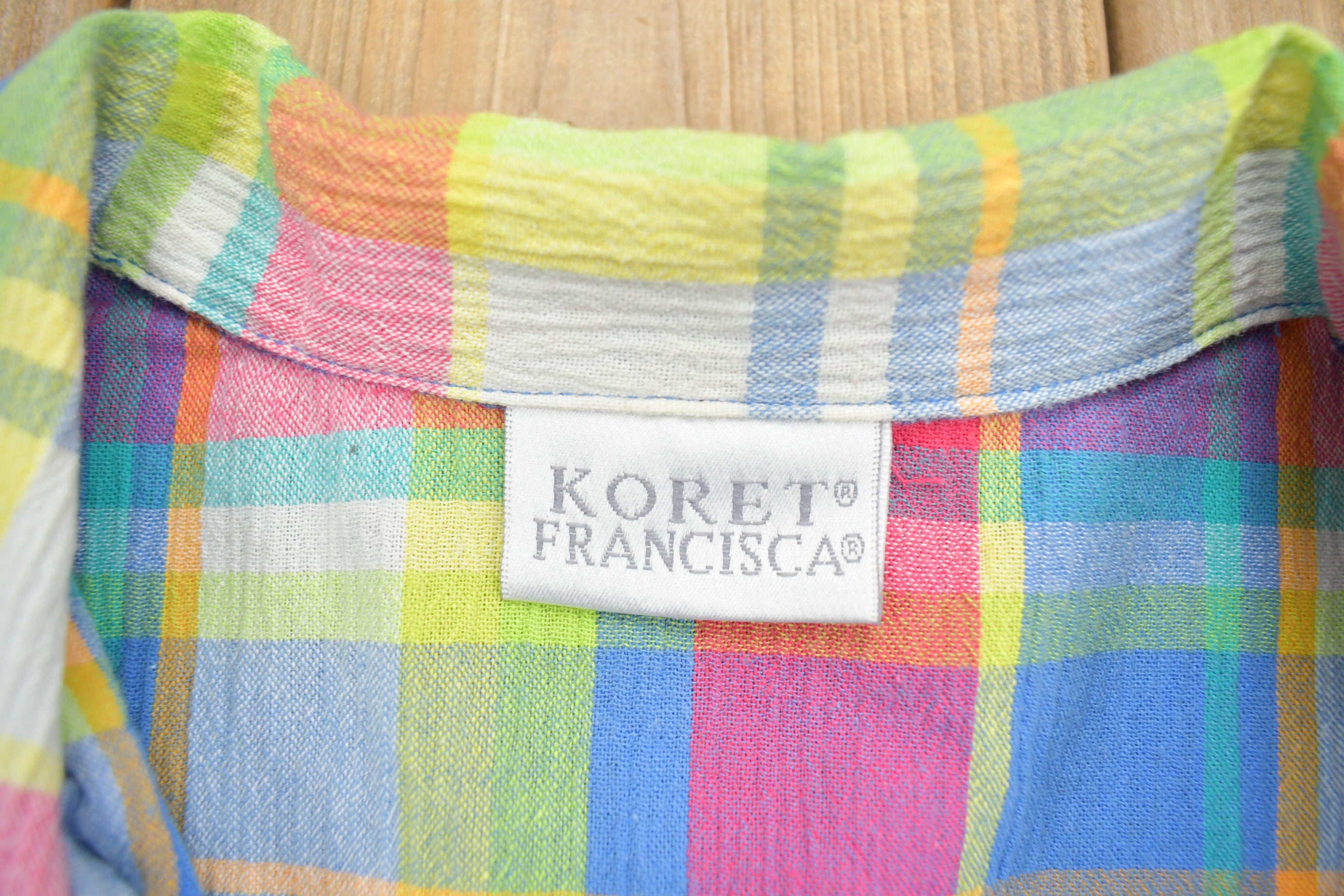 Vintage 1990s Colorful Plaid Short Sleeve Button Up Shirt