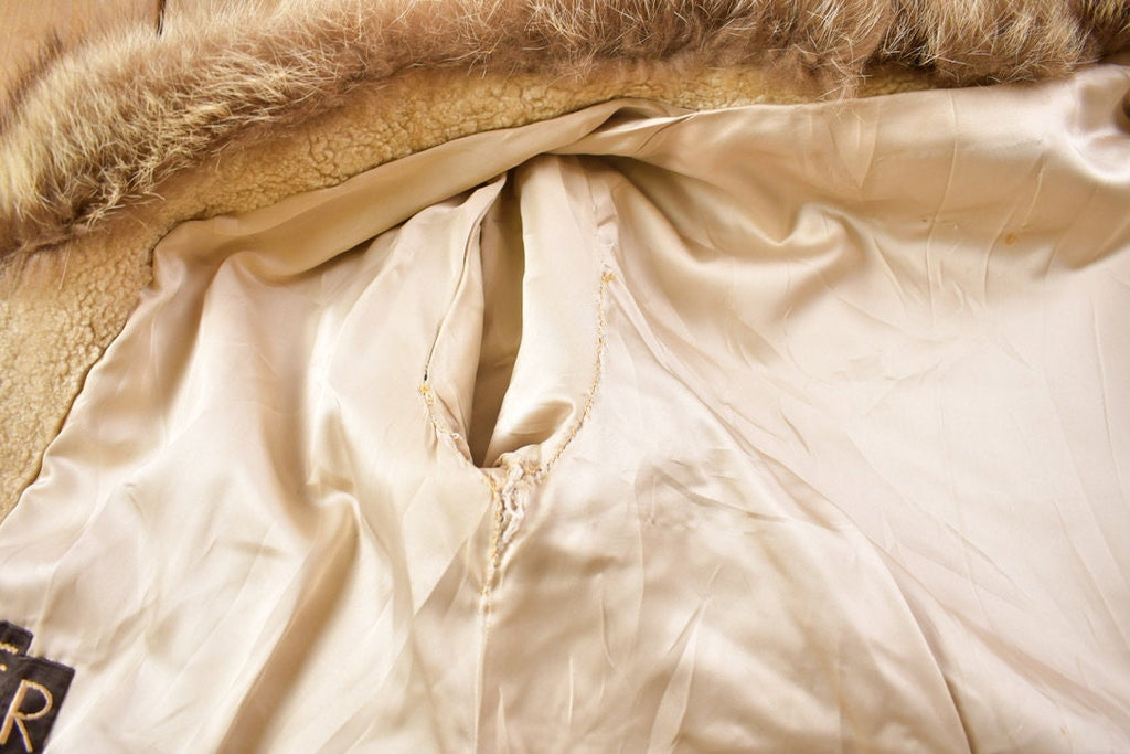 Vintage 1970's Wool Coyote Fur Collared Coat