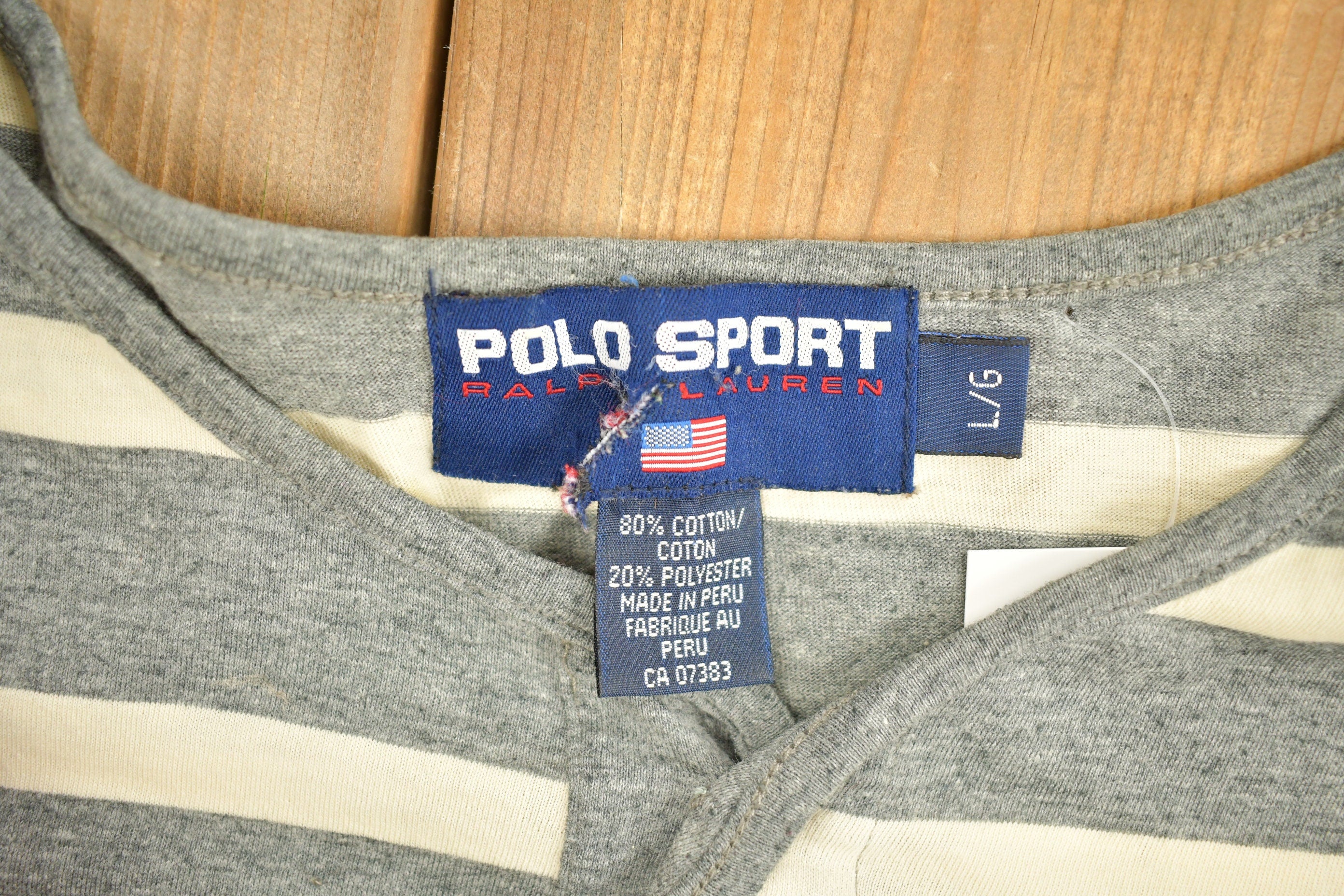 Vintage 1990s Polo Sport Ralph Lauren Striped Henley T-Shirt