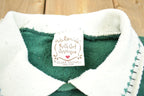 Vintage 1990s Folk Art Applique Christmas Time Embroidered Collard Crewneck Sweatshirt Made In USA