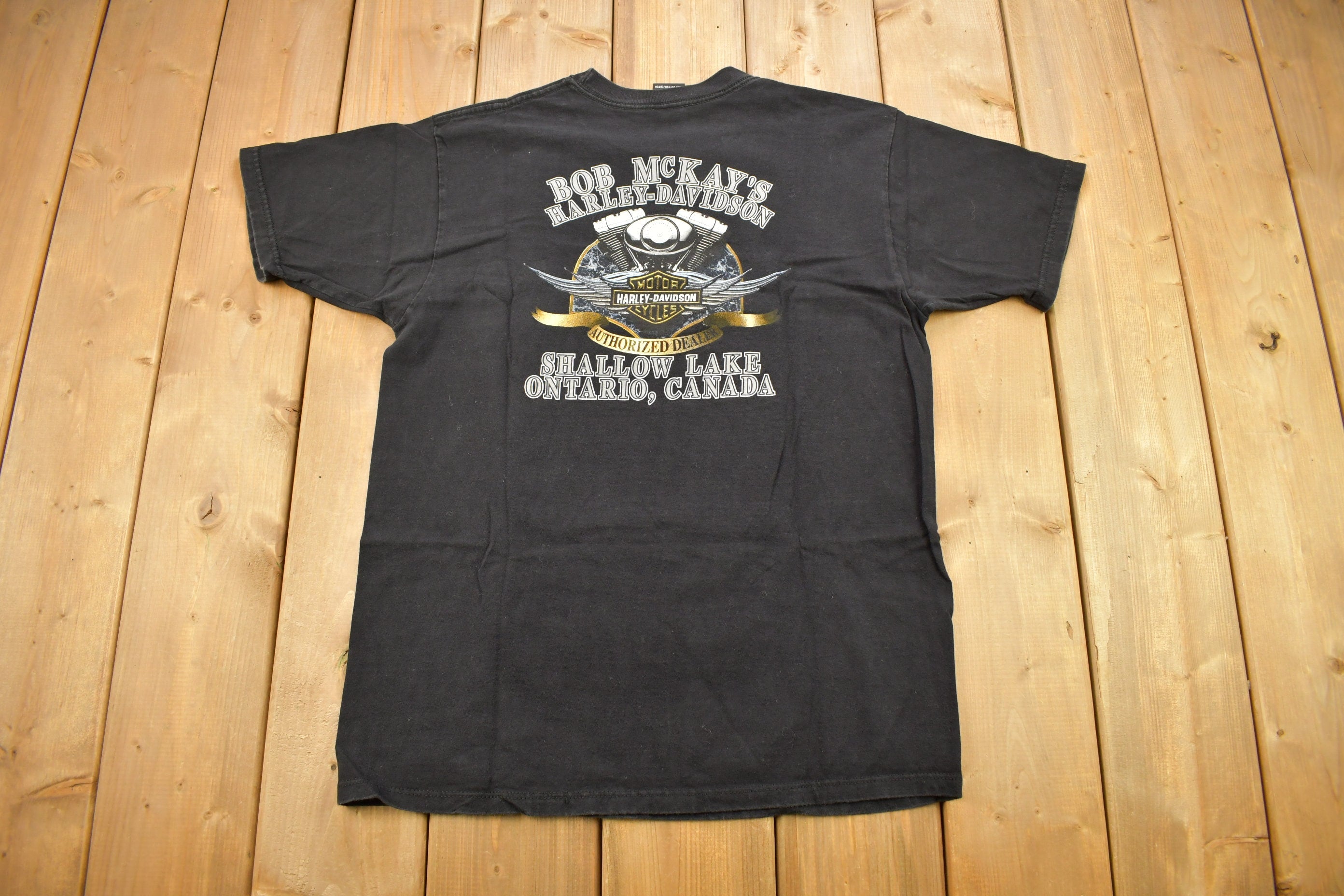 Vintage 2000 Bob McKay's Harley Davidson Shallow Lake Ontario Canada T-Shirt