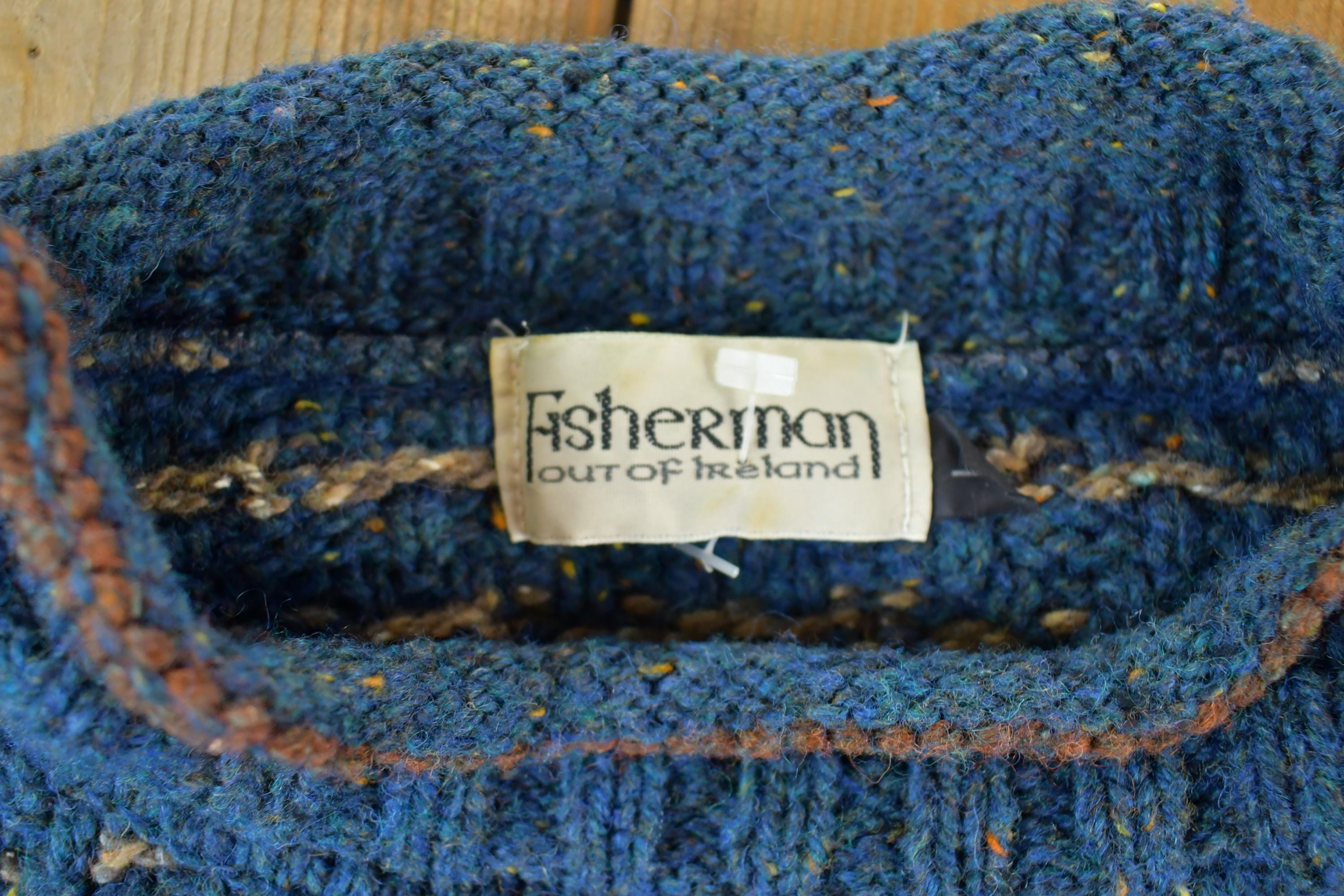 Vintage 1990s Fisherman Out Of Ireland Wool And Silk Knit Crewneck Sweater