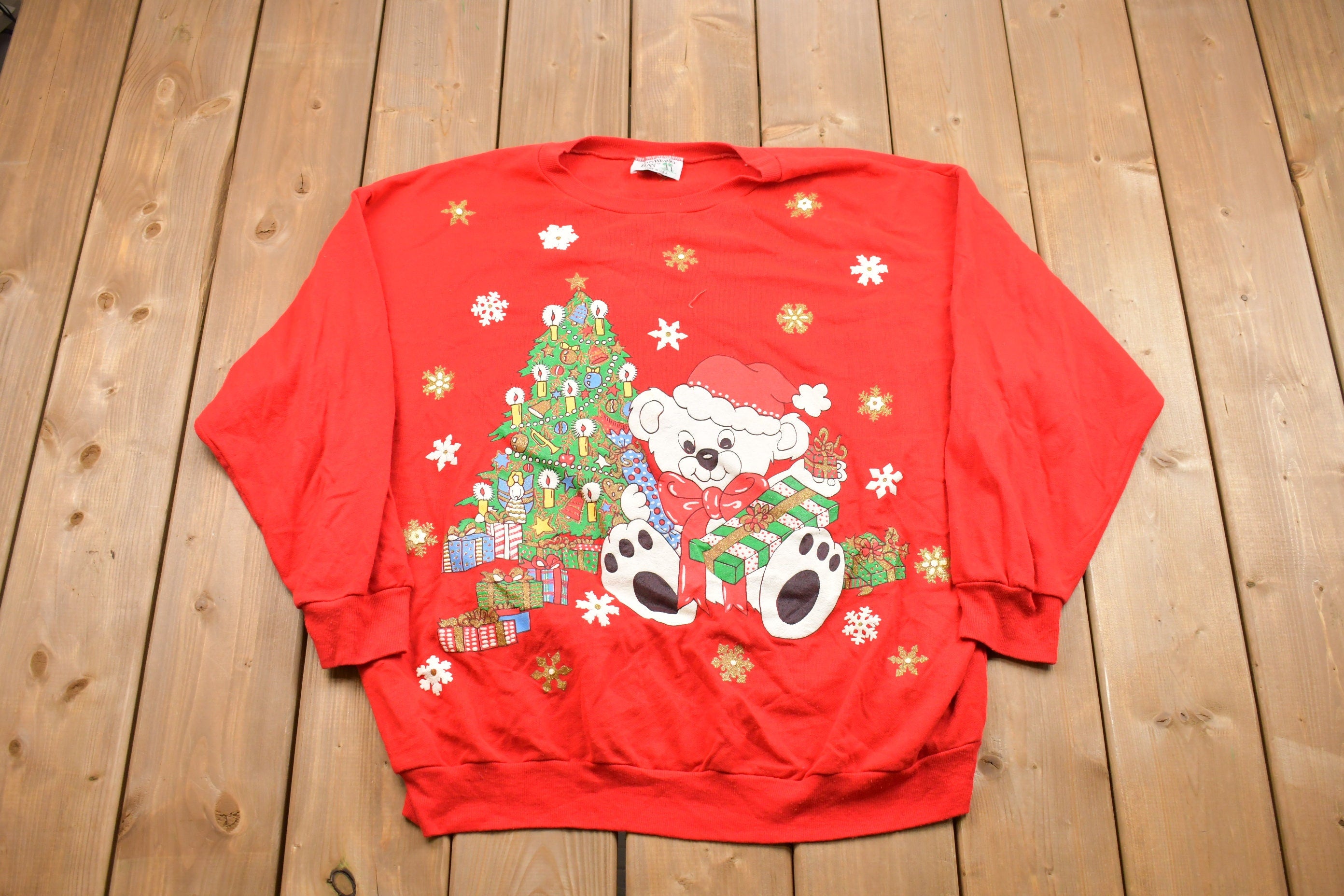 Vintage 1990s Cute Teddy Bear Christmas Crewneck Sweatshirt