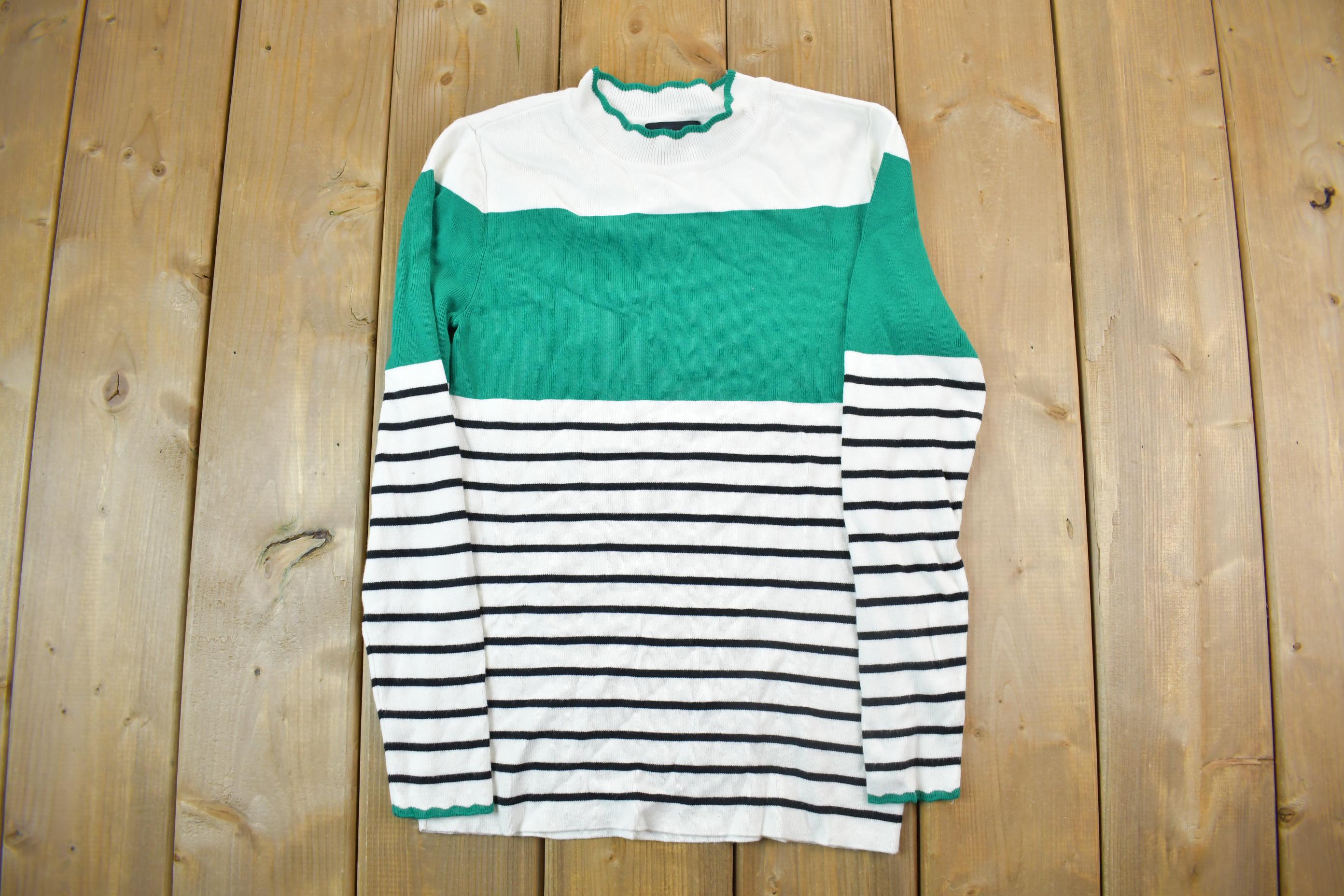 Vintage 1990s Striped Liz Claiborne Crewneck Sweatshirt