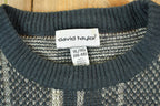 Vintage 1990s David Taylor Knit Abstract Pattern Crewneck Sweater Made In USA