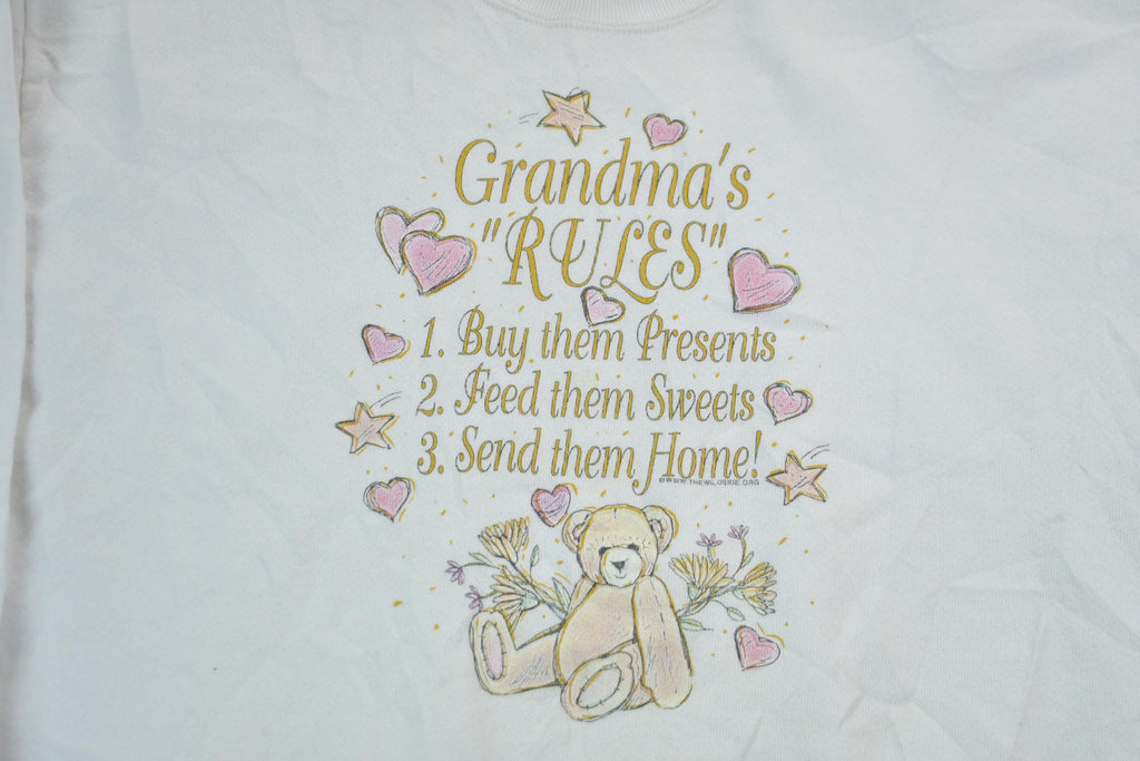 Vintage 1990s Jerzees Cute Grandma's Rules Crewneck Sweater