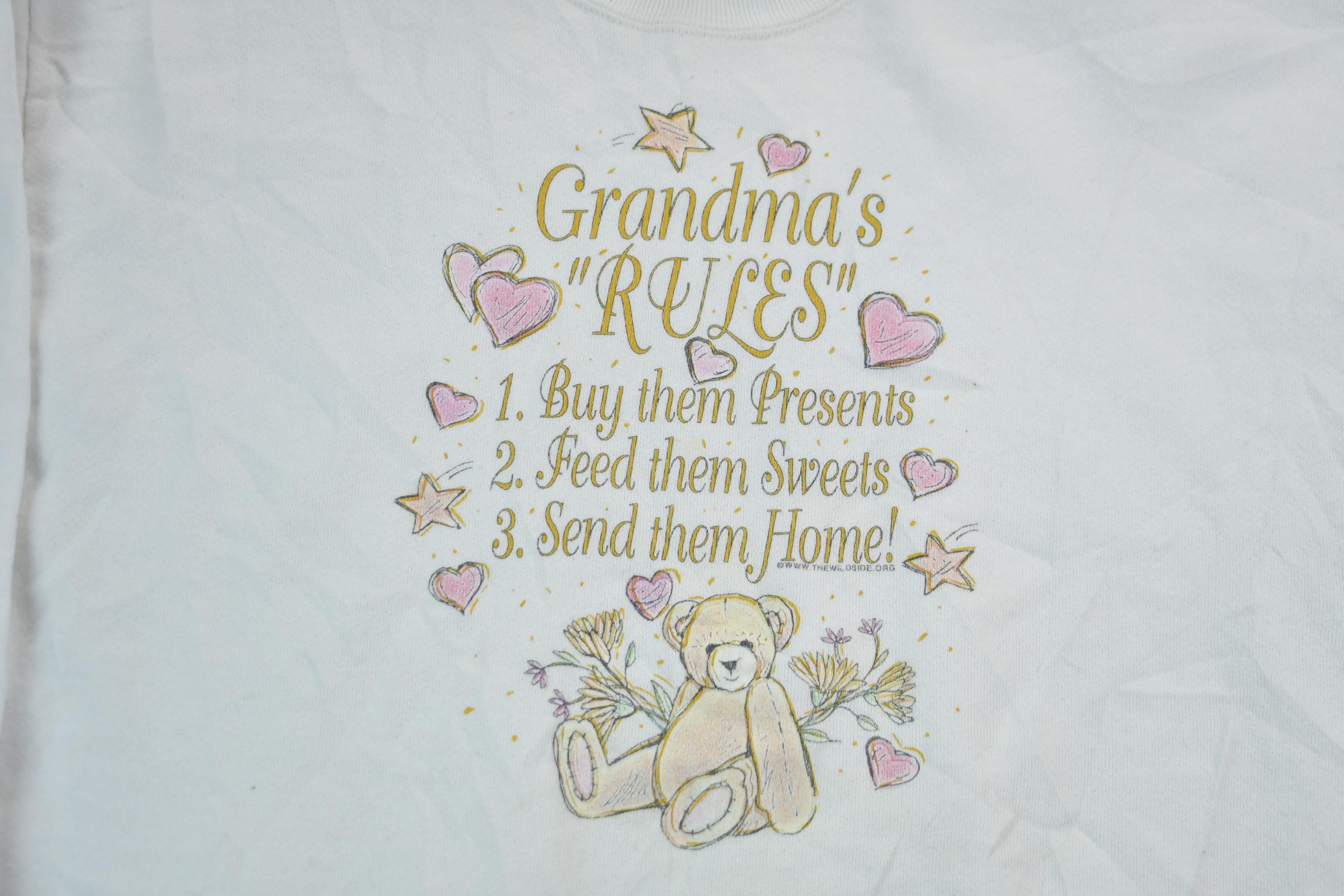 Vintage 1990s Jerzees Cute Grandma's Rules Crewneck Sweater