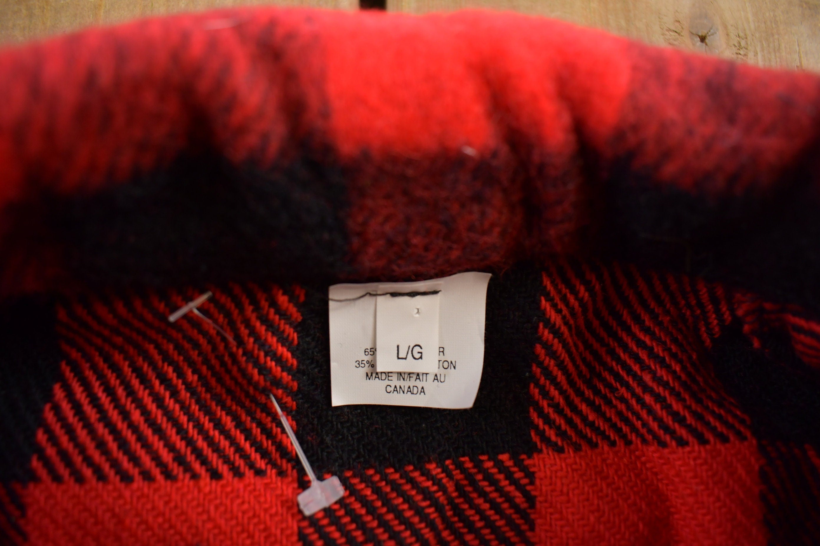 Vintage 1980s Buffalo Plaid Wool Button Up Shirt