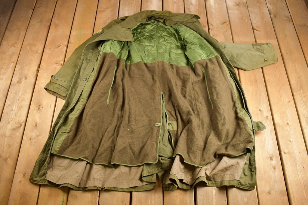 Vintage 1950s Military Overcoat With Liner