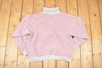 Vintage 1990s Cherokee Striped Graphic Print Turtleneck Sweatshirt Mens M