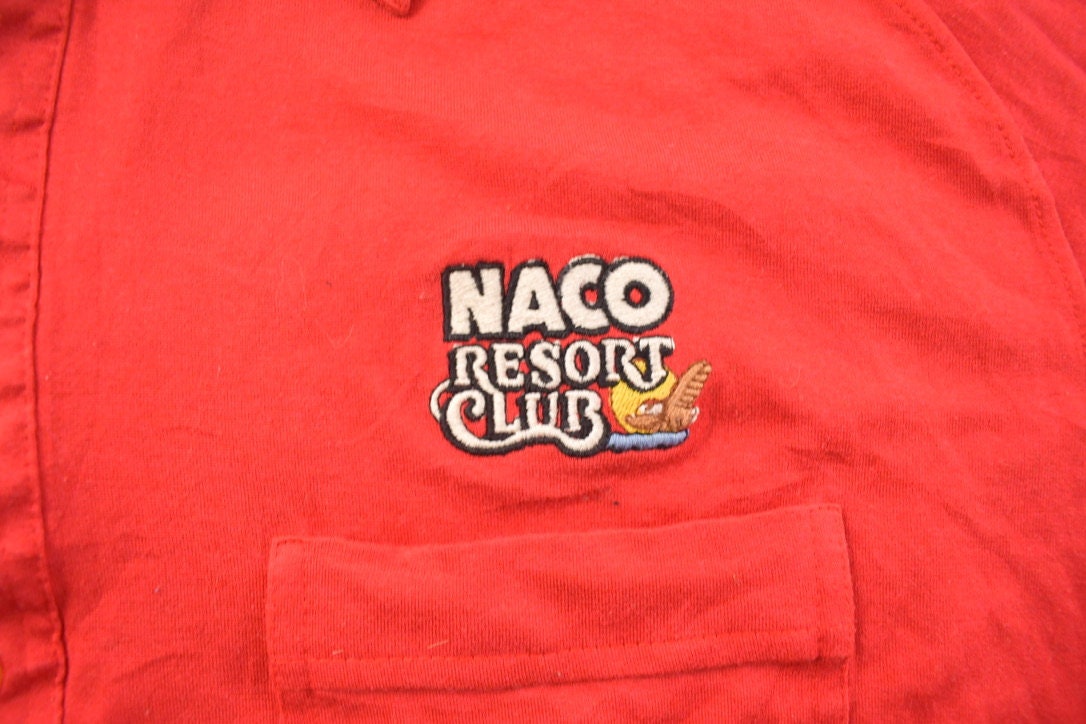 Vintage 1990s Naco Resort Club Travel Themed Collard Shirt