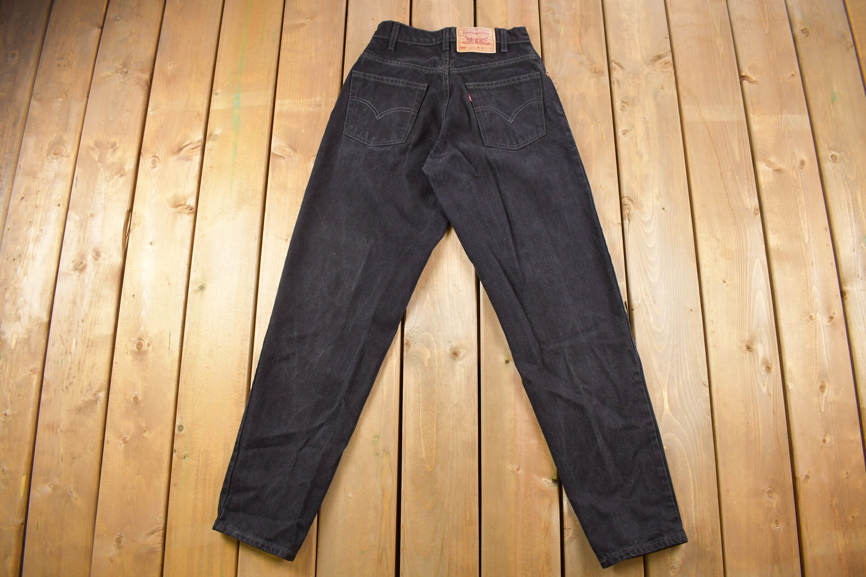 Vintage 1990s Levi's 560 Red Tab Black Denim Jeans Size 26 x 32
