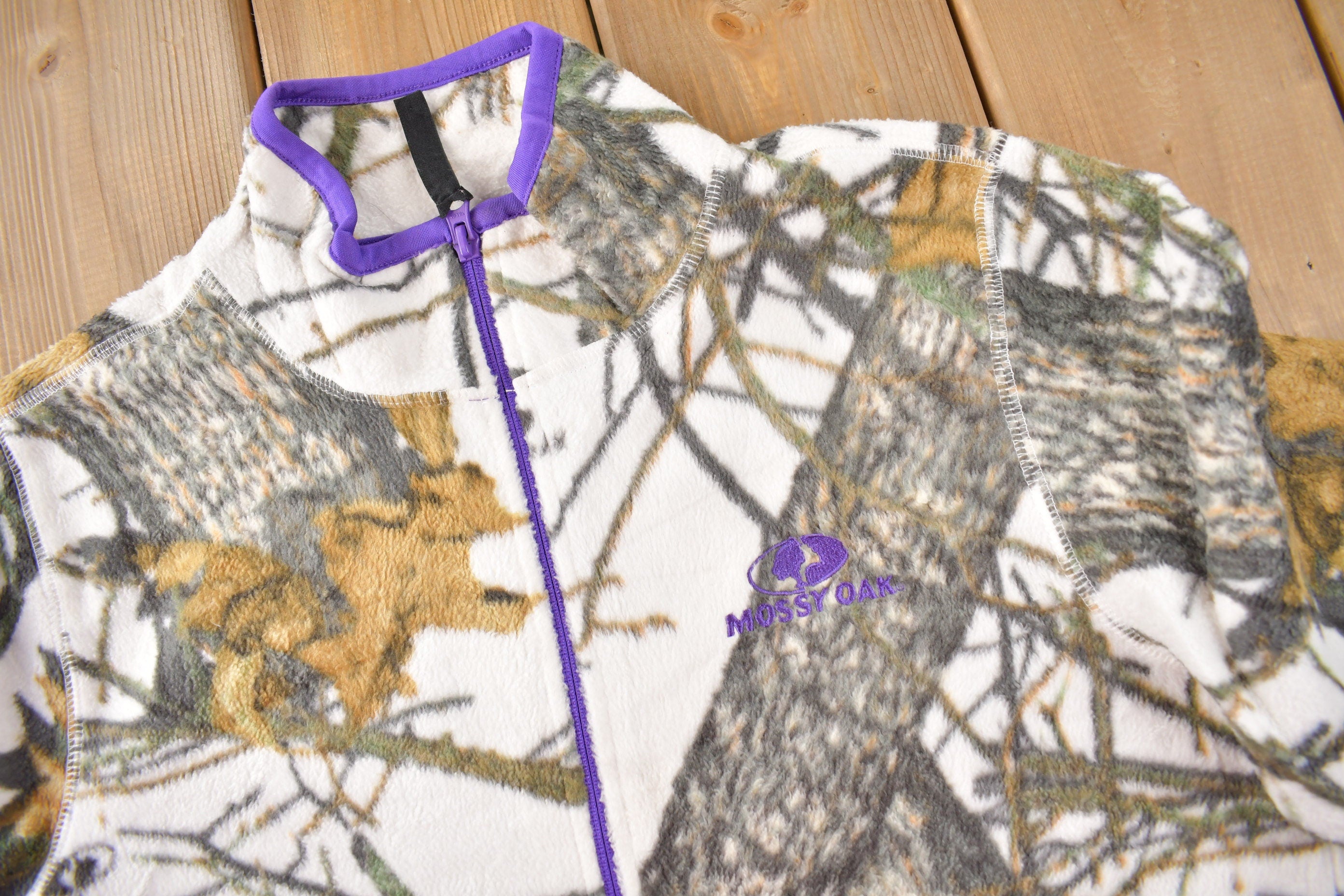 Vintage Y2K Mossy Oak Camo Zip Up Fleece Sweater Size Women's L