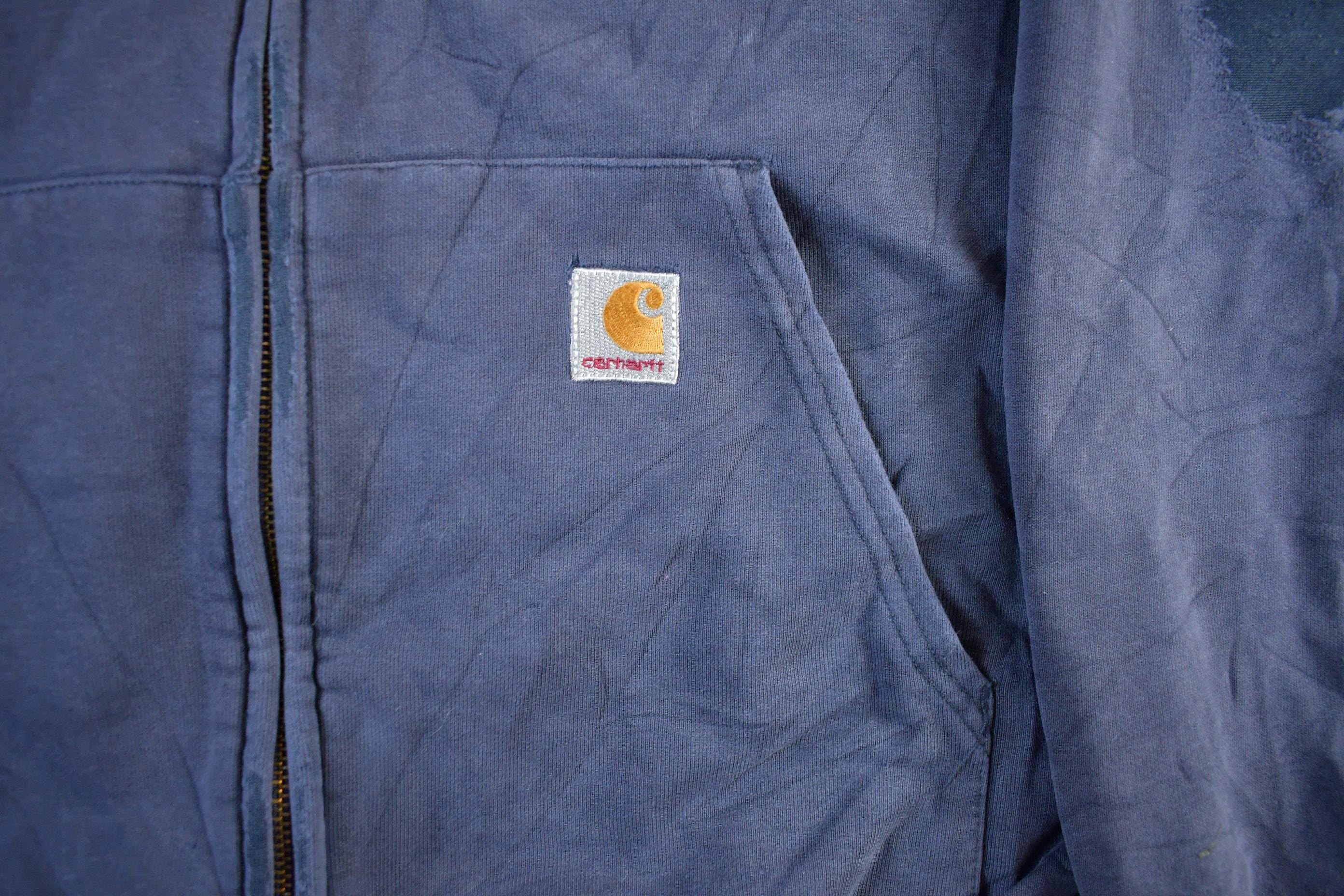 Vintage 1990s Carhartt Sun Faded Distressed Zip Up Hoodie Men's Large
