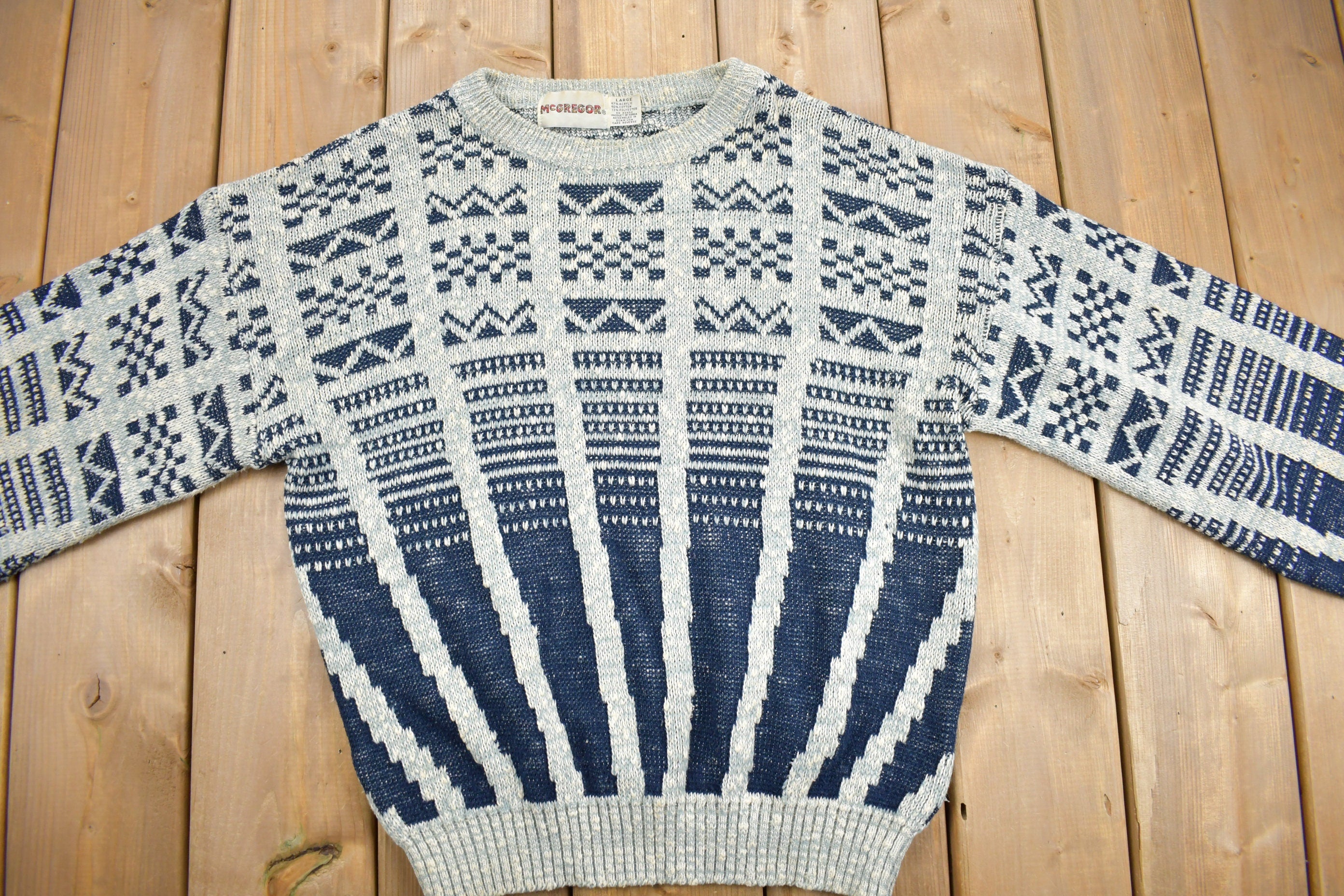 Vintage 1990s McGregor Geometric Patterned Crewneck Sweater