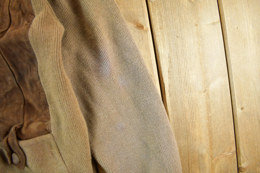 Vintage 1970s 1980s Beltinka Suede Leather Knit Cardigan Sweater Women's Small  Vintage Cardigan  Suede Button Up  Preppy  True Vintage