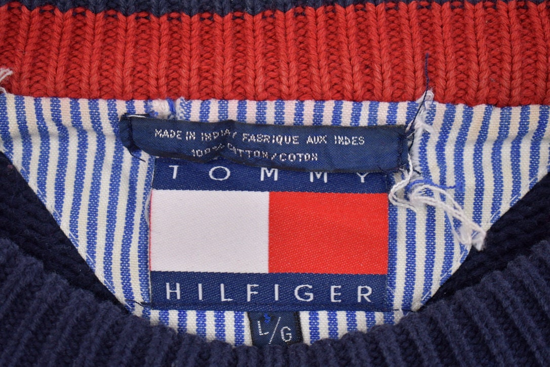 Vintage 1990s Tommy Hilfiger Embroidered Knitted Sweater